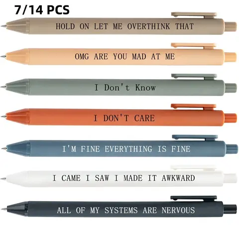 Hilariously Snarky Office Pens, Aesthetic Pens, Humorous Ballpoint Pens, 7/14pcs Sarcastic-Quote Ballpoint Pens, Funny Desk Supplies with Smooth Writing, Funny Teacher Pens, Prank Gifts for Coworkers and Bosses for Christmas and Halloween