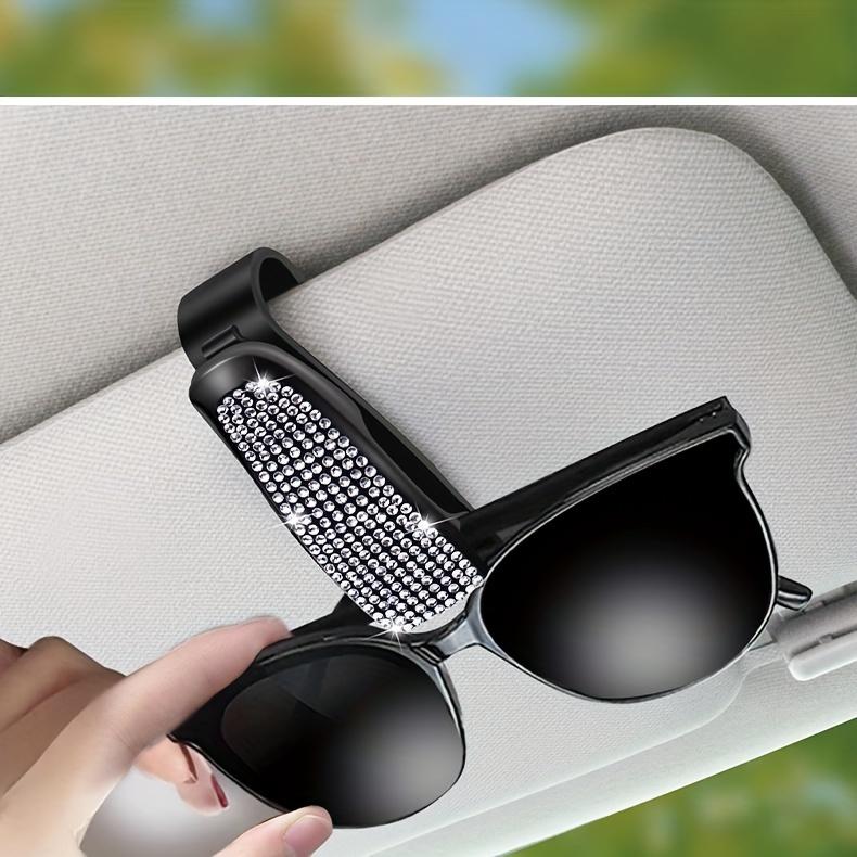 1pc Sparkling Rhinestone - Car Sun Visor Clip - Multifunctional Fashion Glasses Holder for Vehicle Interior Accessories