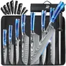 MDHAND Chef's Knife Stainless Steel Japanese Damascus Pattern, High Carbon Kitchen Knife Set with Roll Bag, Professional Kitchenware#DealsForYouDays