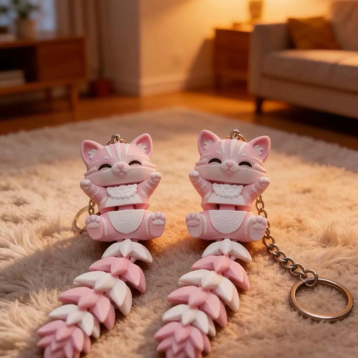 A 3D-printed keychain pendant featuring a cute little fox. The joints of the fox can move freely, making it a popular decorative item.