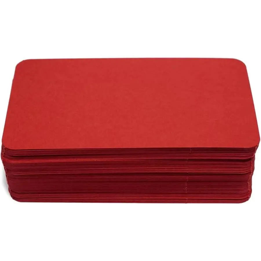 3.5x2 rounded corner index cards180gsm Thick Cardstock, Blank Colored Flash Cards for Study, Notes, Business Cards & Labels, Small Notecards 100 Pack (red)