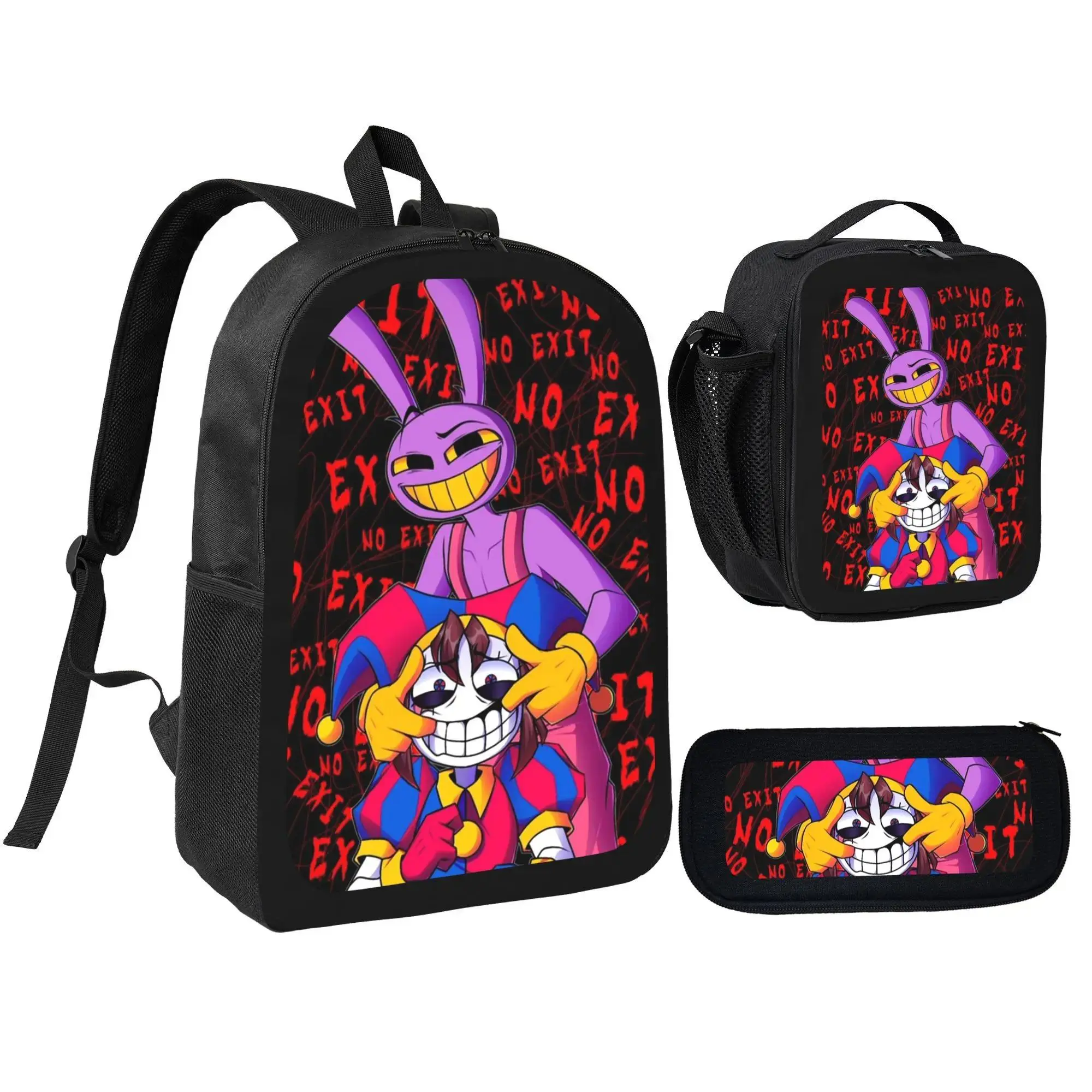 The Amazing Digital Circus Themed School Set - Backpack, Insulated Lunch Bag & Pencil Case Combo, Vibrant TADC-Inspired Design for Kids, Ideal for Back to School & Daily Use