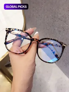 Trendy Leopard Pattern Frame Eyeglasses, Fashionable Blue Light Blocking Glasses for Women & Men, Eyeglasses for Work, To Match Daily Outfits, Perfect for Student Daily Use