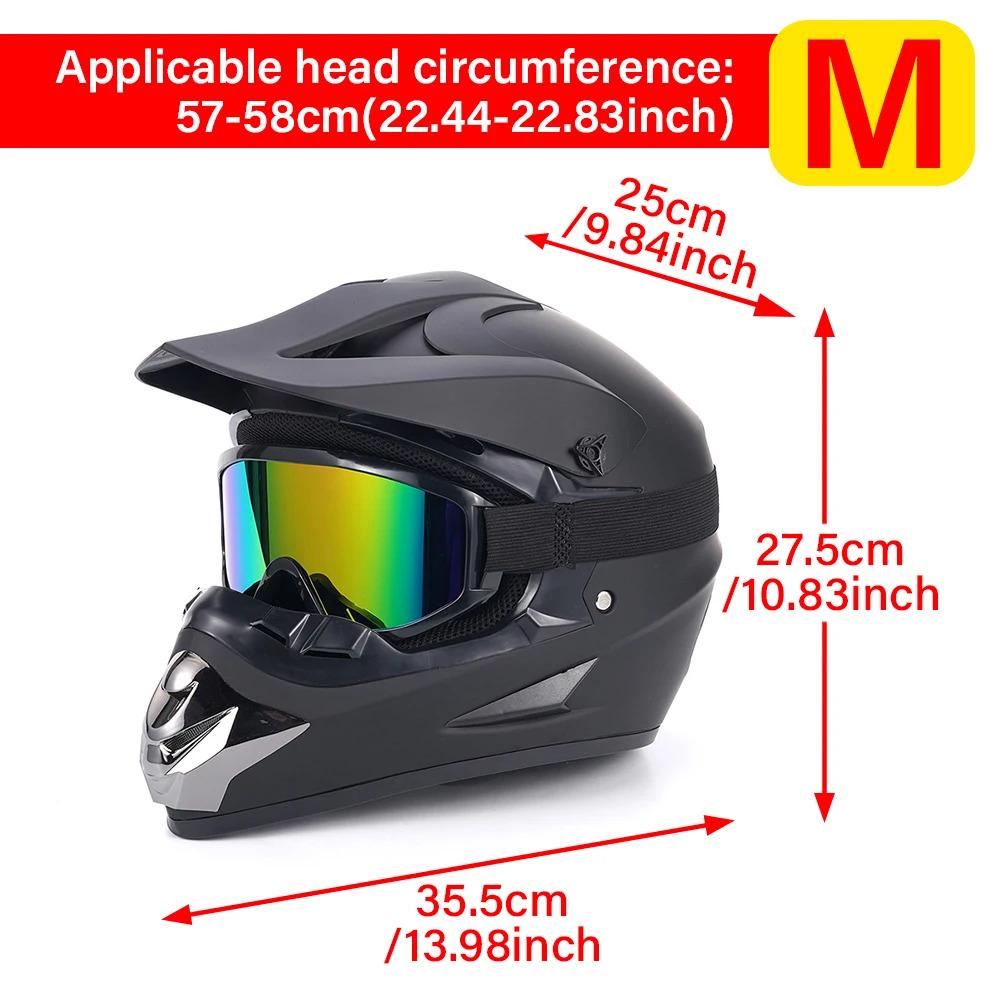 Black Off-Road Motorcycle Helmet ATV Dirt Bike UTV Helmet with Goggles Gloves and Mask DOT Certified Matte Black Trendy Look Complete Set
