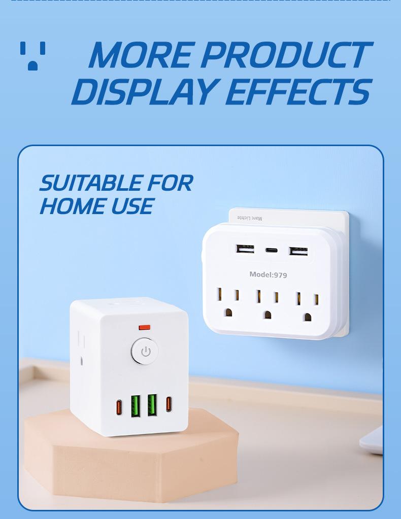Multiple USB Sockets,USB + Type-c Charging Port,Phone Charger For Home Use,Practical,Wireless Conversion Charging Plug