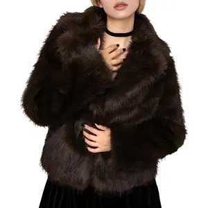 Arssm Women's Faux Fur Coat Fluffy Faux Fur Jacket Winter Furry Open Front Lapel Shaggy Parka Coats Outerwear
