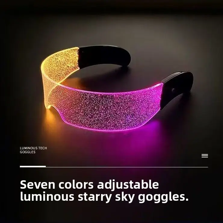 LED Light-Up Glasses, Tech-Style Eyewear, Colorful Storm Glasses, Atmosphere Props for Photos at Bars and EDM Festivals