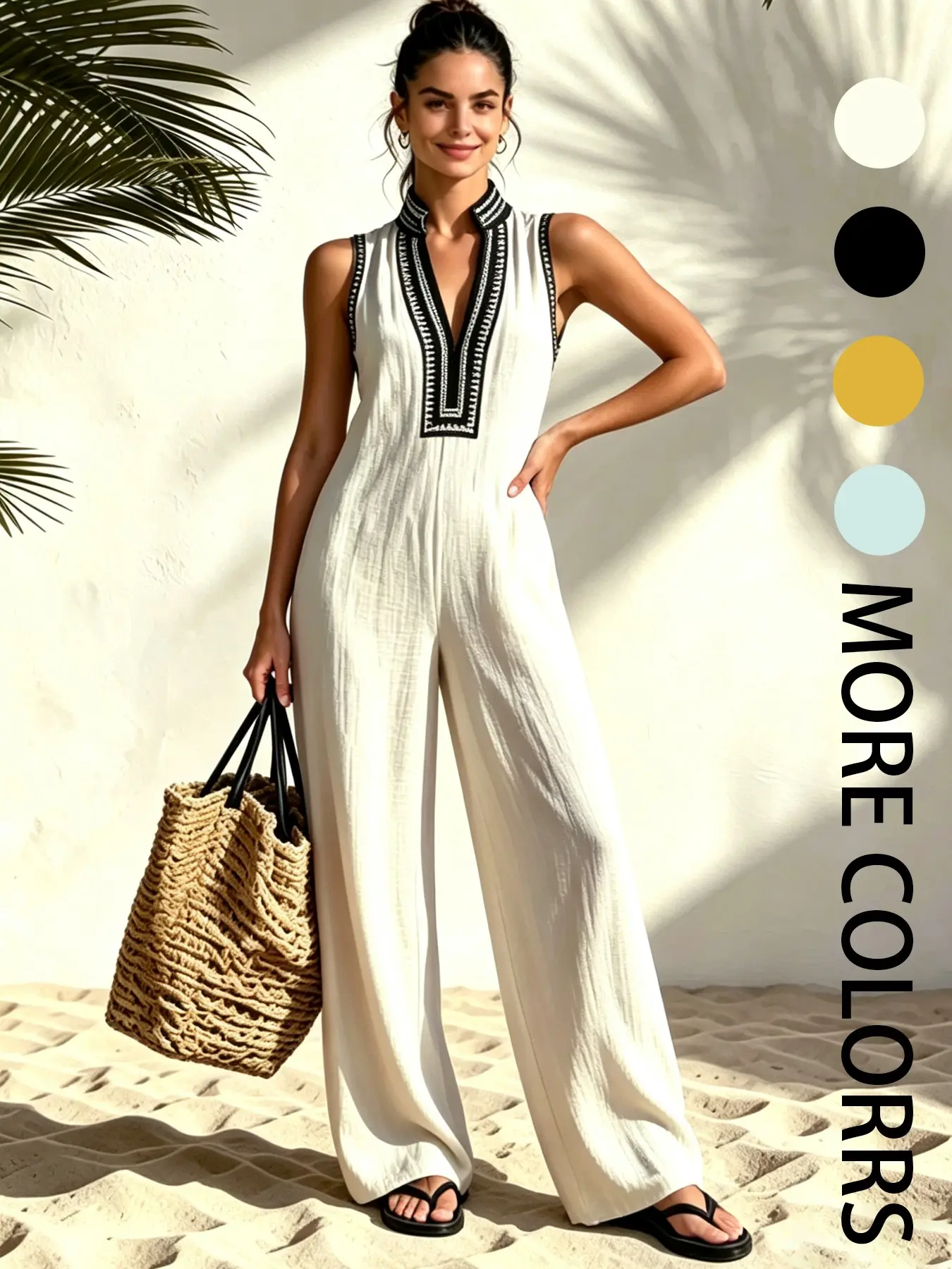 Women's Vintage Casual Stand Collar Sleeveless Jumpsuit, Edge Contrast Zipper, Summer Wear, Perfect for Shopping, Commuting, Vacation, Coffee Shop