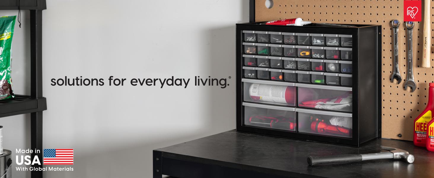 Screw Tool Organizer Small Parts Cabinet, 44-Drawer, Electronics Hardware Nuts and Bolts Plastic Storage Drawers Garage Storage, Stackable Bead Craft Organizer Building Bricks Sorter, Black