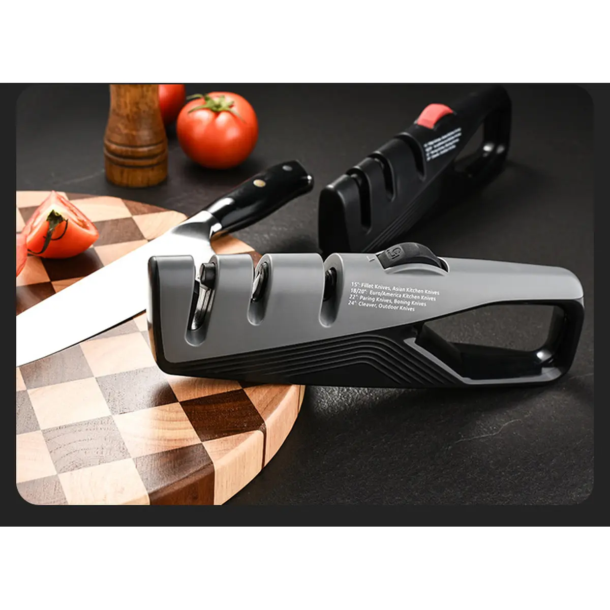 Rotary Adjustable 3-in-1 Tungsten Steel Fixed-Angle Quick Sharpening Tool, Multifunctional Home Knife Sharpener Gadget