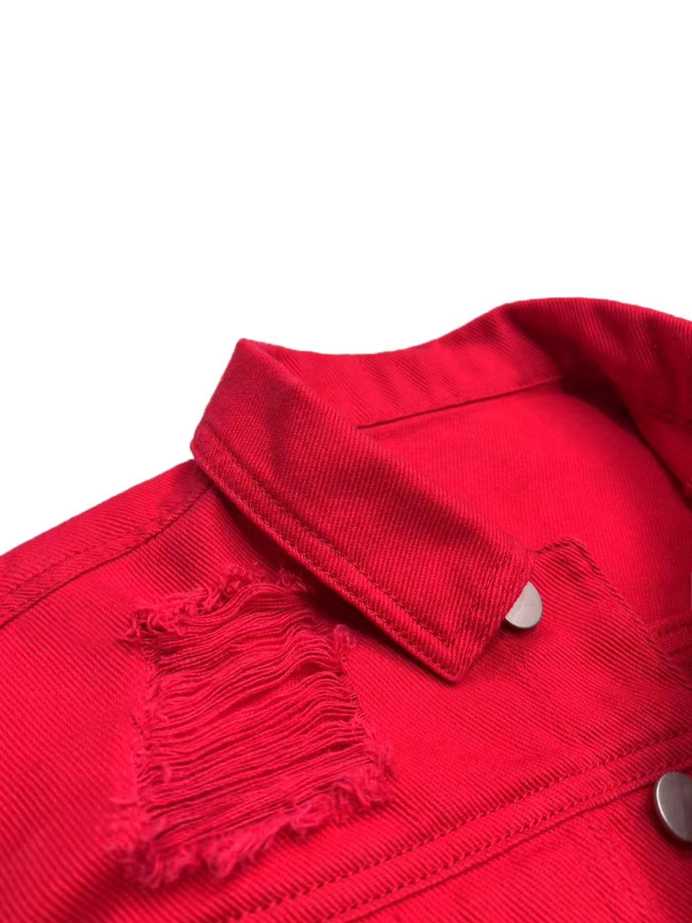 Oblue Jeans Denim Jacket, Trendy Cut-Out Design Outerwear, All Season Versatile Top, Perfect for Casual Daily Wear & Street Style