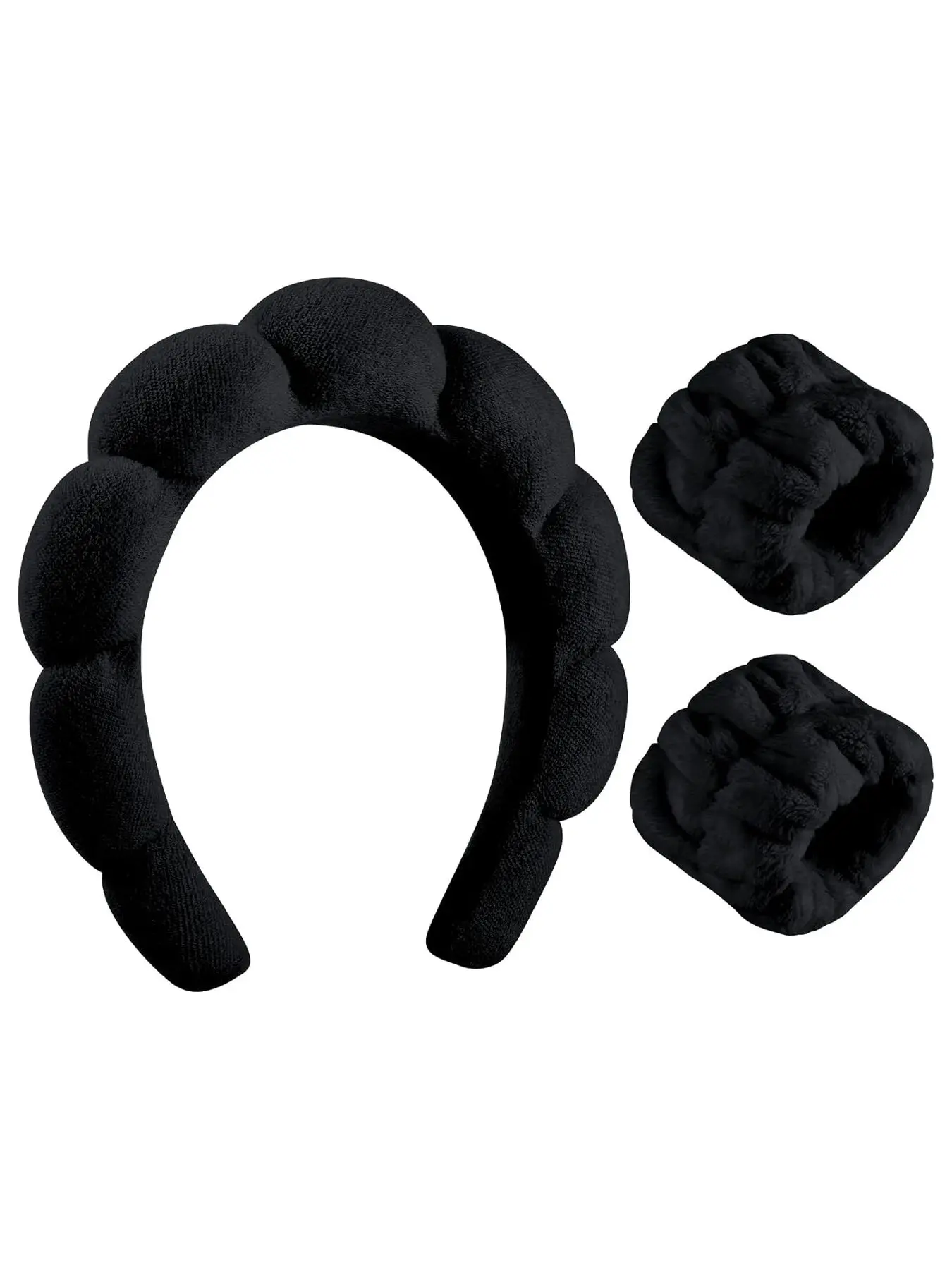 Cloud-shaped Puffy Headband made of soft sponge and terry cloth. The wide design won't strain your head and creates a high cranial top effect to make your face look smaller. Calming shades like cream and macaron pink are available.