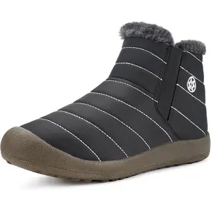 Womens Mens Snow Boots Winter Shoes Slip On Ankle Booties Anti-Slip Water Resistant Fully Fur Lined Outdoor Sneakers