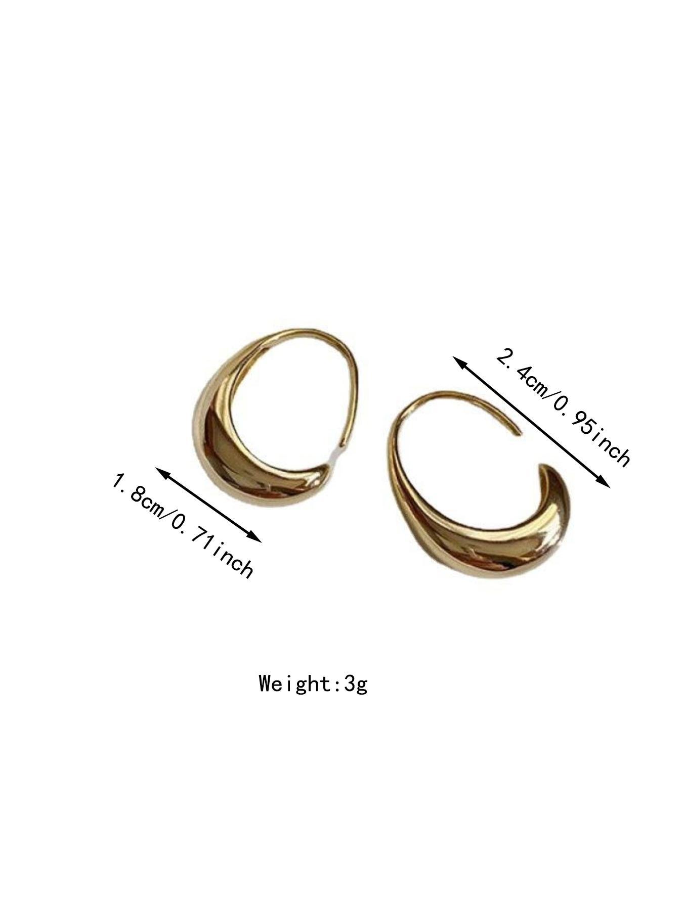 Golden/silver Color Earrings, Personality Exaggerated Casual Style, Plain Design, Metal Chain Material, All-Season Accessory