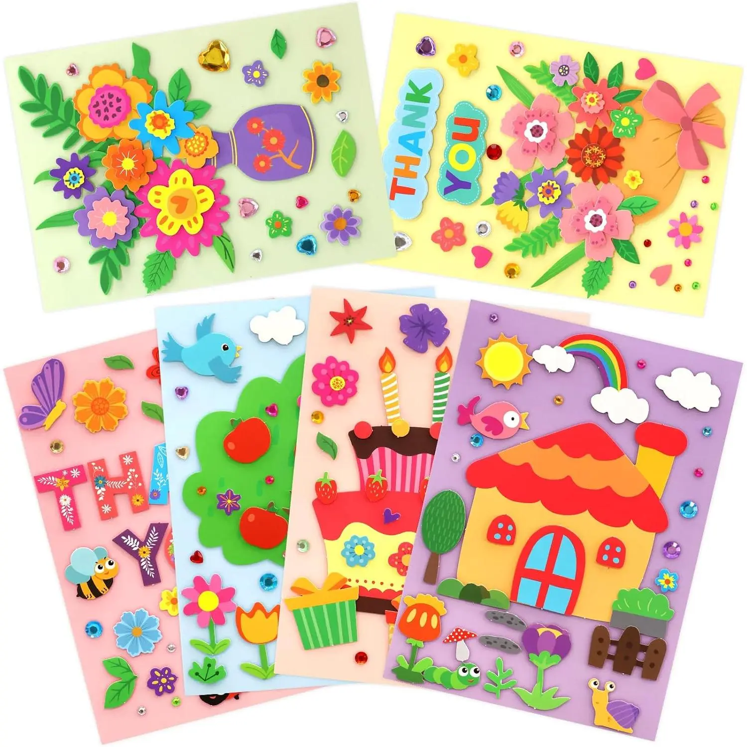 Card Making Kits for   DIY Greeting Card Kits Thank You Cards Art Crafts with Envelopes Stickers for Girls Boys Birthday Thanksgiving Party Supplies 12 count
