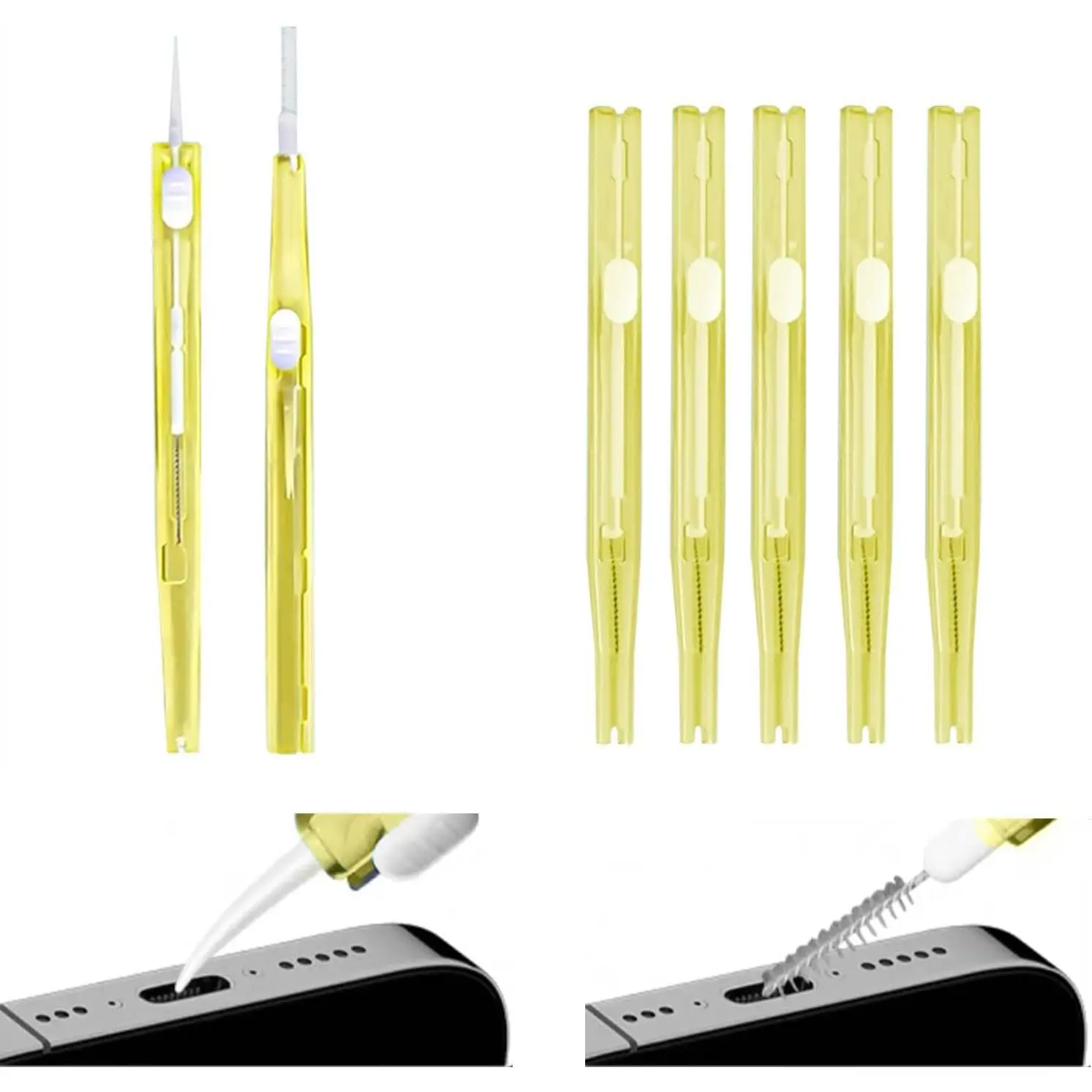 Cell Phone Cleaning Kit (Set of 5) - Nylon Brush, Anti-Clogging Mini Dust Remover Tools for 17 Pro Max Speaker & Receiver, Multifunctional Cleaner for Headphones, Tablet, Camera, Default
