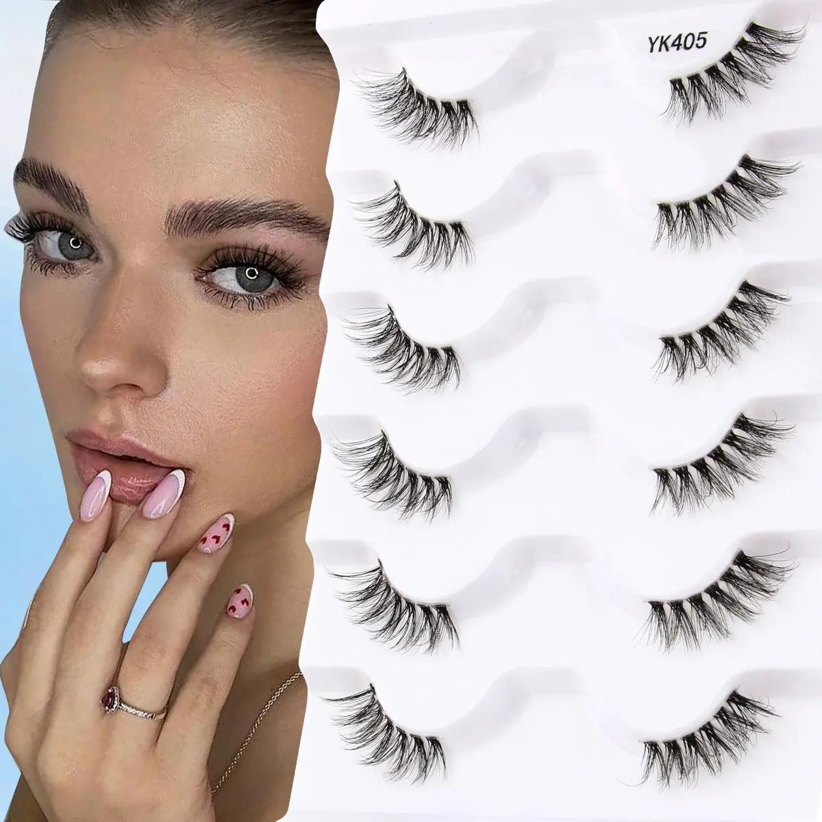 6 Pairs Half-Length Transparent False Eyelashes, Natural C Curl Lashes for Eye Tail Extension, Daily Makeup Tool for Women