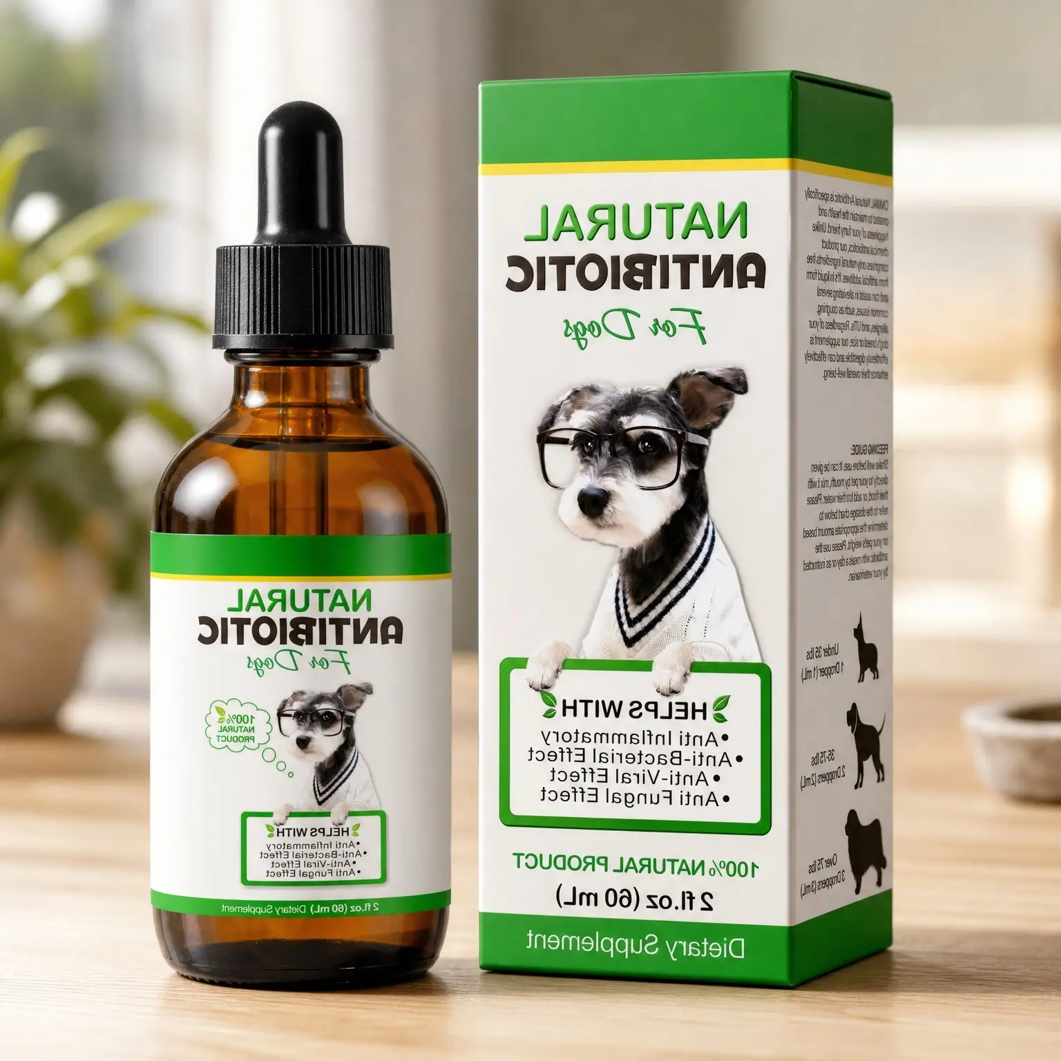 Natural Dog Antibiotics for Allergy & Itch Relief, Dog Multivitamin Supplement, Bacon Flavor - 60ml / 2.02ozGift