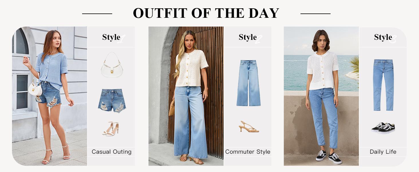 Saodimallsu Womens Crochet Short Sleeve Cardigans Button Up Crew Neck Summer Beach Knit Sweater Tops SpringStatements