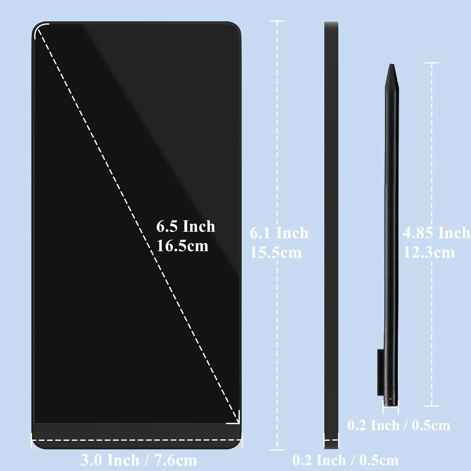 6.5" LCD Drawing Tablet, Compact ABS+LCD Portable Digital Notepad, Lightweight Pocket Design, CR2016-Powered Erasable Tool for Creative Sketching, Drafting (Sports & Outdoor Accessory)