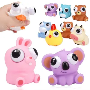 Pop Eye Squeeze Cartoon Animal Sensory Toys Fun Novetly Fidget Stress Relief Anxiety Eyeball Bouncing Toy Gifts For Kids Adults