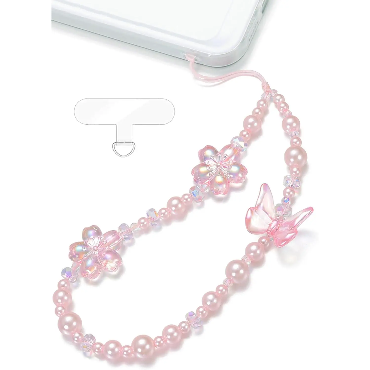 Butterfly & Floral Phone Charm Wrist Strap Lanyard Wristlet Chain Anti-Theft Bracelet Strap for iPhone & More Cases