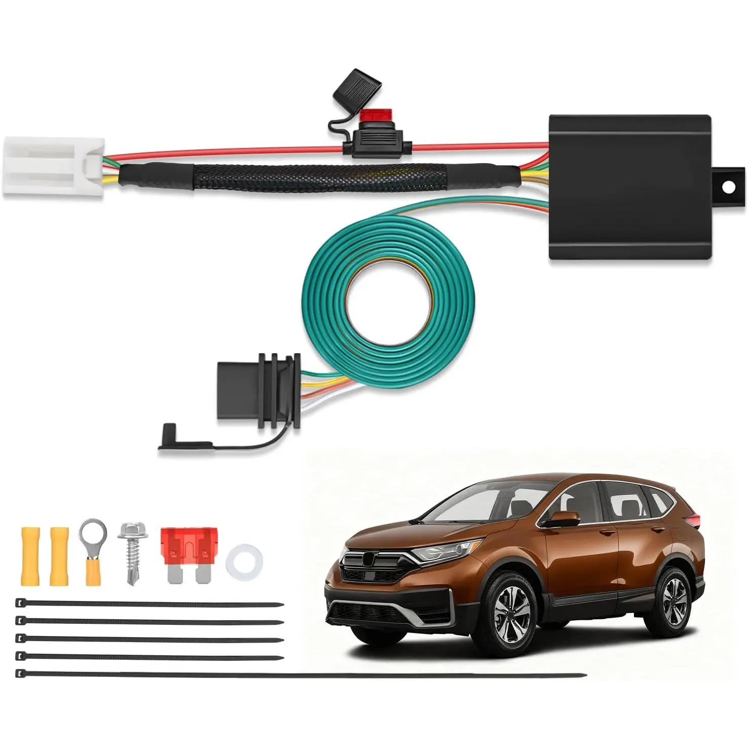 Nilight 4-Pin Trailer Wiring Harness Kit 56370 - 12V OEM-Compatible 4-Pin Connector, ABS, Copper, Screw, 10A Fuse, Plug-N-Play Quick Connect Simple-Fit for 2017-2025 Honda CR-V, Oxidation-Resistant, Easy Installation, Long-Lasting Towing Solution, Dustpro