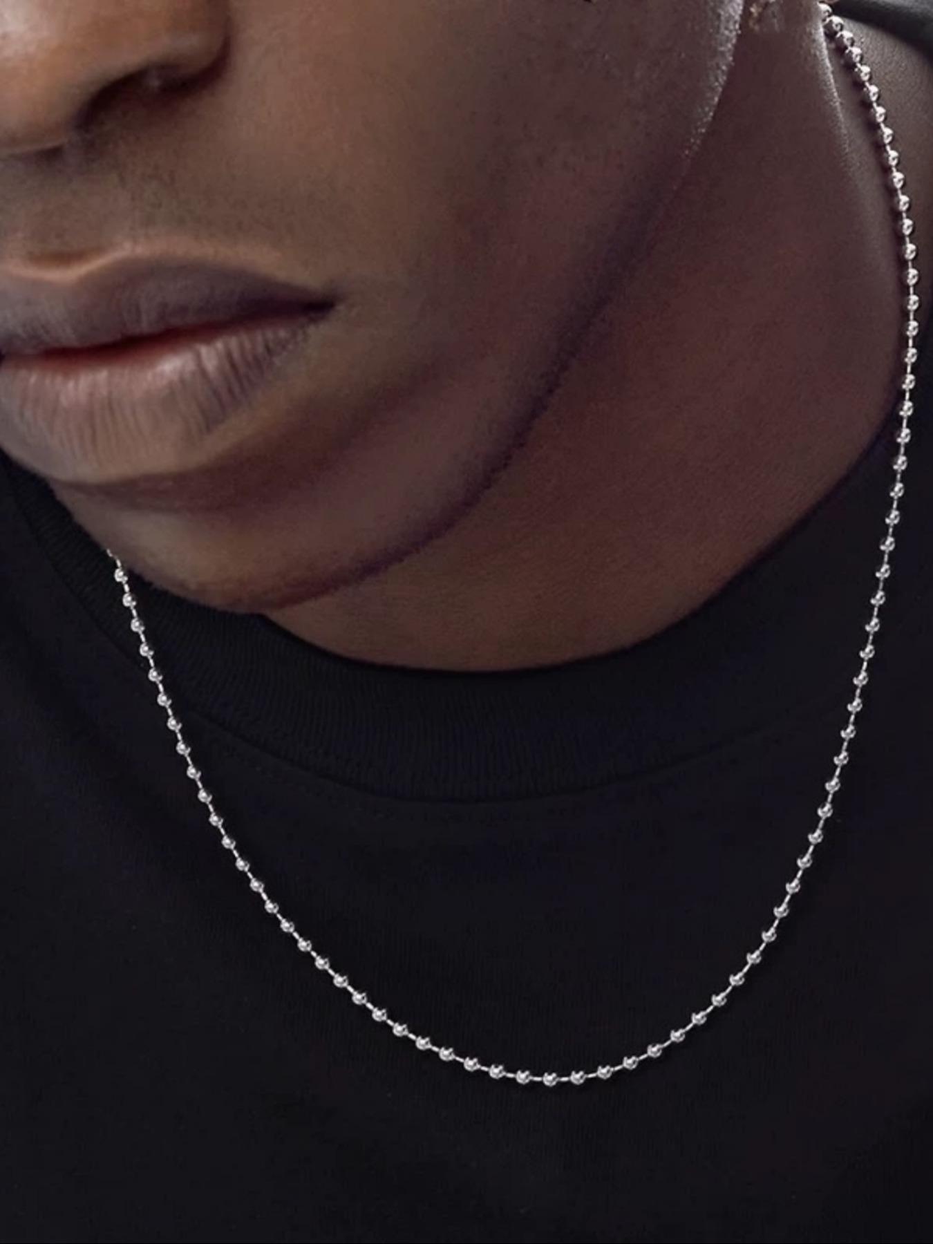 925 Sterling Silver Simple Ball Chain Necklace, Fashion Jewelry for Party, Daily Clothing Decor, Trendy All-match & Exquisite Jewelry for Birthday Gift