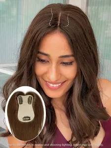 Straight Human Hair Topper 7*11 Base Hairpieces 8-14 Inch Hair Length for Women, Multiple Colors Natural Hairline Toppers Lightweight Hairpieces, Suitable for Hair Loss and Wide Parting Daily Wear