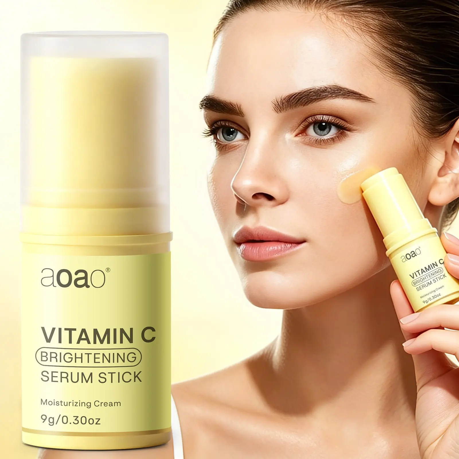 Vitamin Brightening Face Cream Stick, Gentle Moisturizing, Lightweight, Anti-Wrinkle, Travel-Friendly, 9g, Daily Skincare, Makeup Prep