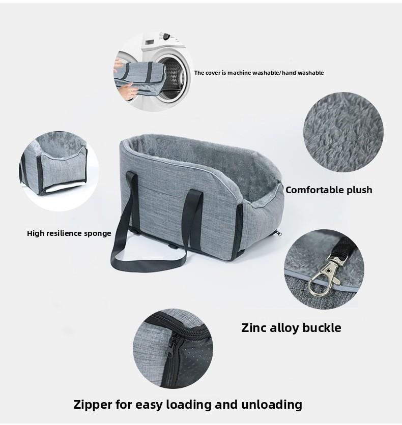 Portable Central Console Pet Car Seat Detachable Washable Travel Carrier Bag Multifunctional Handheld Safety Car Bed for Small Dogs Cats