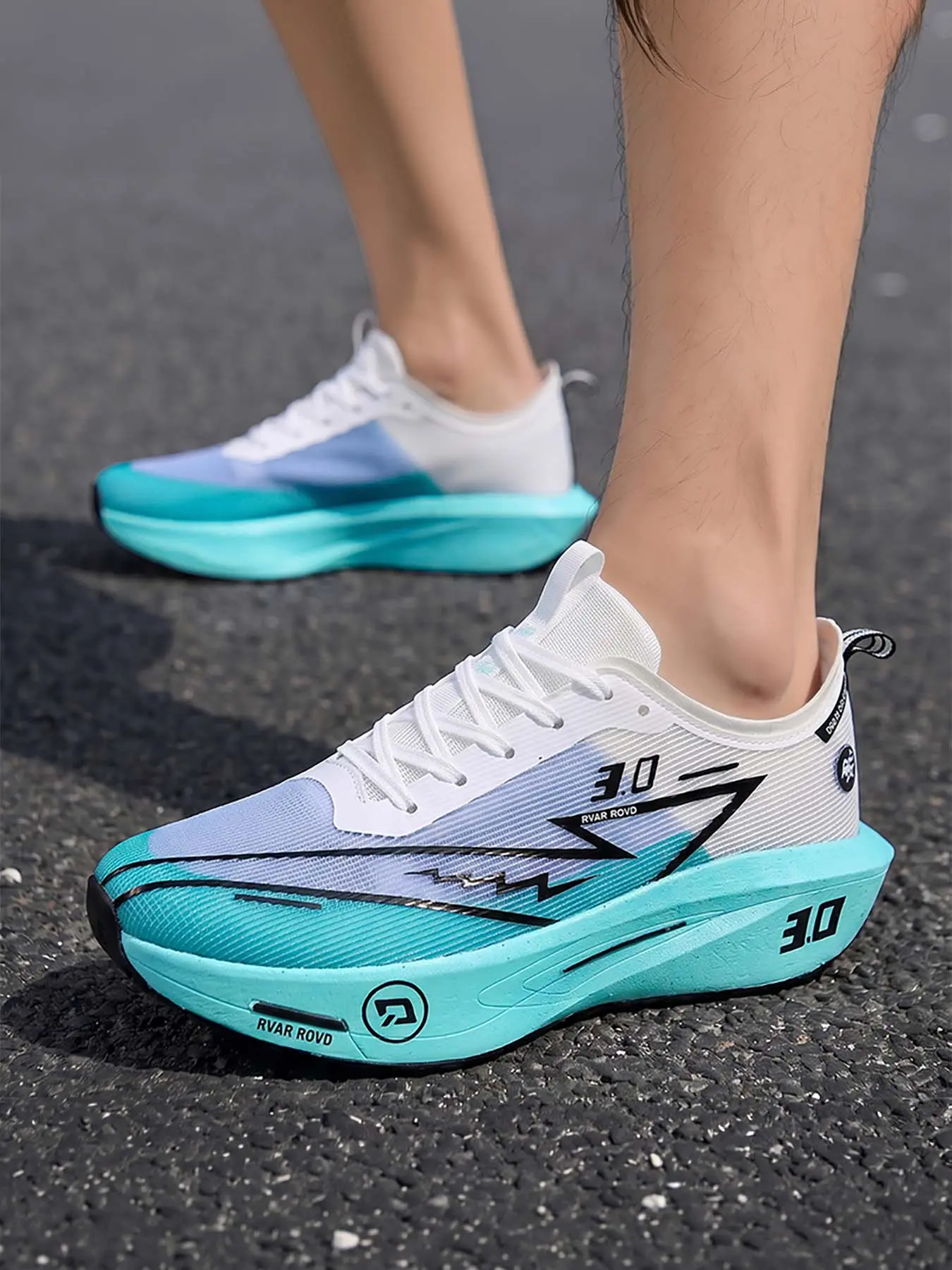 Gradient Woven Carbon Plate Racing Running Shoes, High Elastic Thick Cushioned Marathon & Fitness Test Trainers, Breathable Non-Slip Professional Long-Distance Sneakers