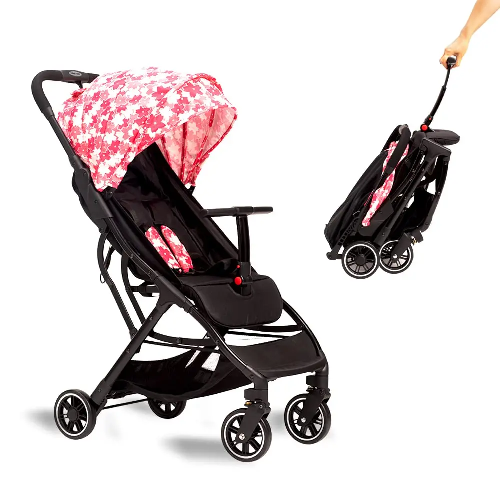 Lightweight Umbrella Stroller for Travel, Compact and Foldable with Automatic Fold, Pop-Out Sun Canopy for Babies & Toddlers - Pink, Light Weight, Travel Size, No Warning Applicable