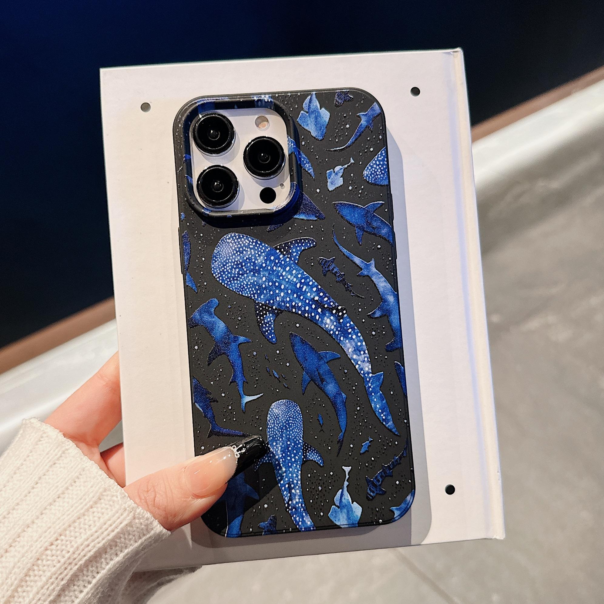 Dolphin Pattern Phone Case, Decorative Phone Protector Cover, Phone Accessories Compatible with iPhone 11 12 13 14 15 Pro Max 15 Plus, Casing