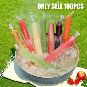 100 Pcs Thick Clear Ice Pop Bags, DIY Ice Stick Crush Bag, Ice Pop Ice Cream Making Bag, Ideal for Homemade Treats, Durable & Reusable