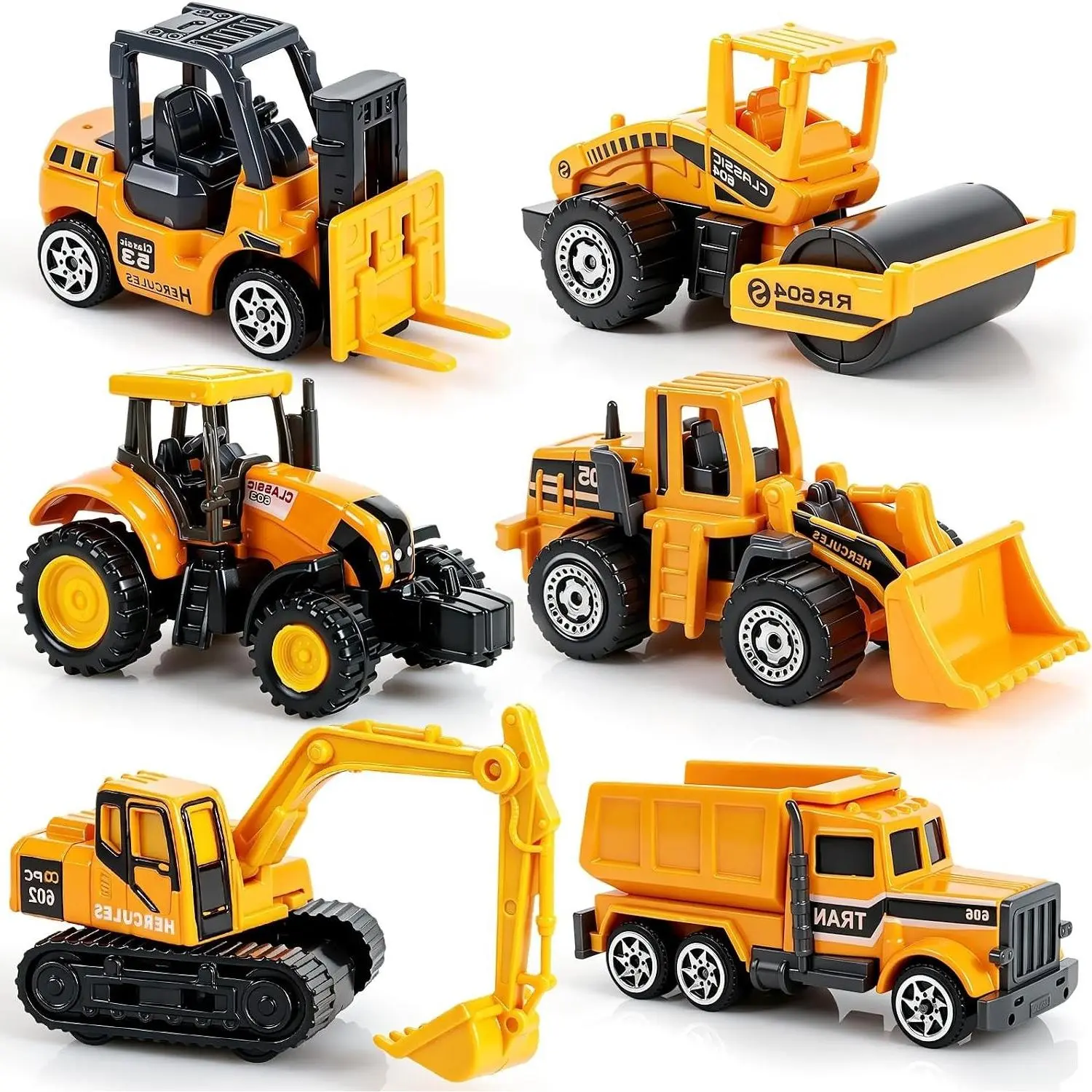 6 Pack Diecast Construction Vehicle Set, Mini Excavator Alloy Truck Models for Boys Ages 3-7, Birthday Gifts & Party Favors for Kids ToddlersGift