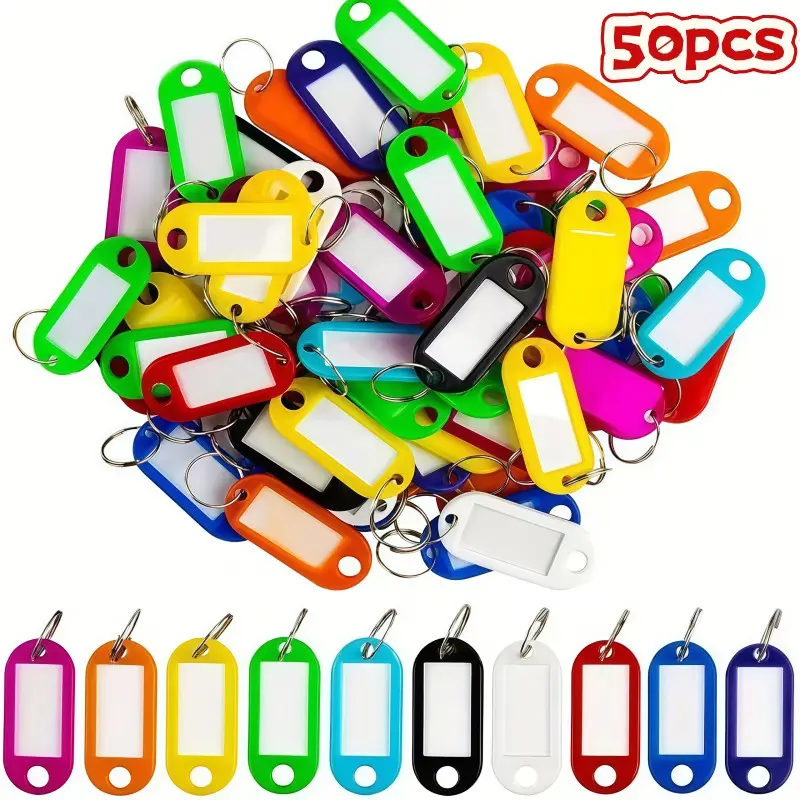 50pcs Colorful Key Tags, Multi-Color Anti-Mixup, Blank Labels for Handwriting, Durable Anti-Loss, Fits Keys, Luggage, Storage Cabinets
