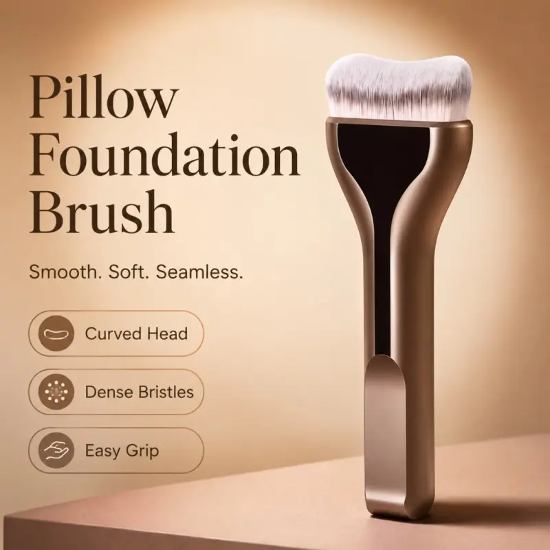 1-Pack Small Pillow Foundation Brush, Electroplated Process, Ultra-Soft Bristles, Seamless Application, Makeup Tool for Smooth Finish, Cosmetic Brush, Cosmetics Brush