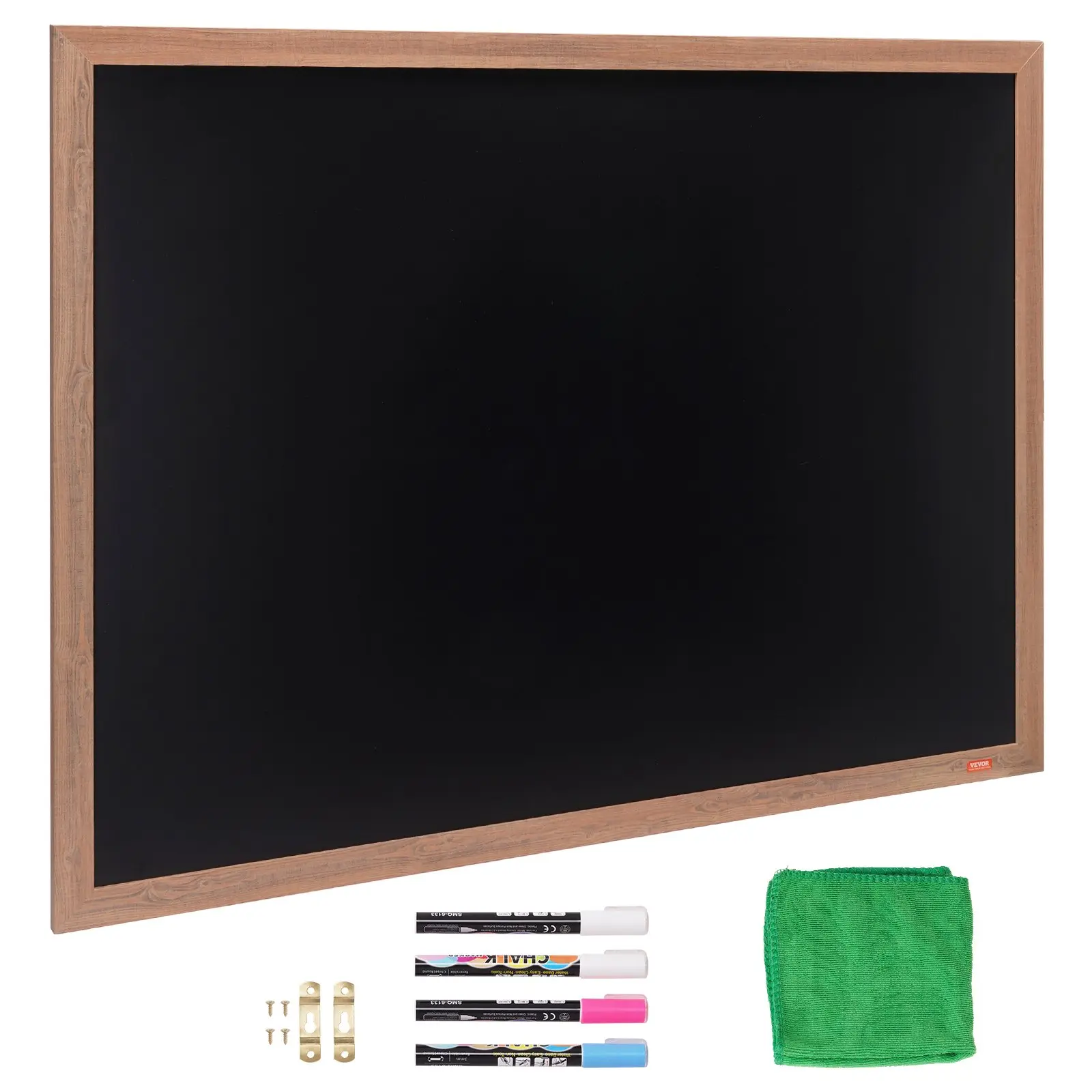 VEVOR Magnetic Chalk Board, Hanging Message Signs with Chalks, Vintage Chalkboard Sign, Rustic Brown Framed Calendar and Bulletin Combo Boards, 35" x 46", Kitchen, Home Decor, Wedding