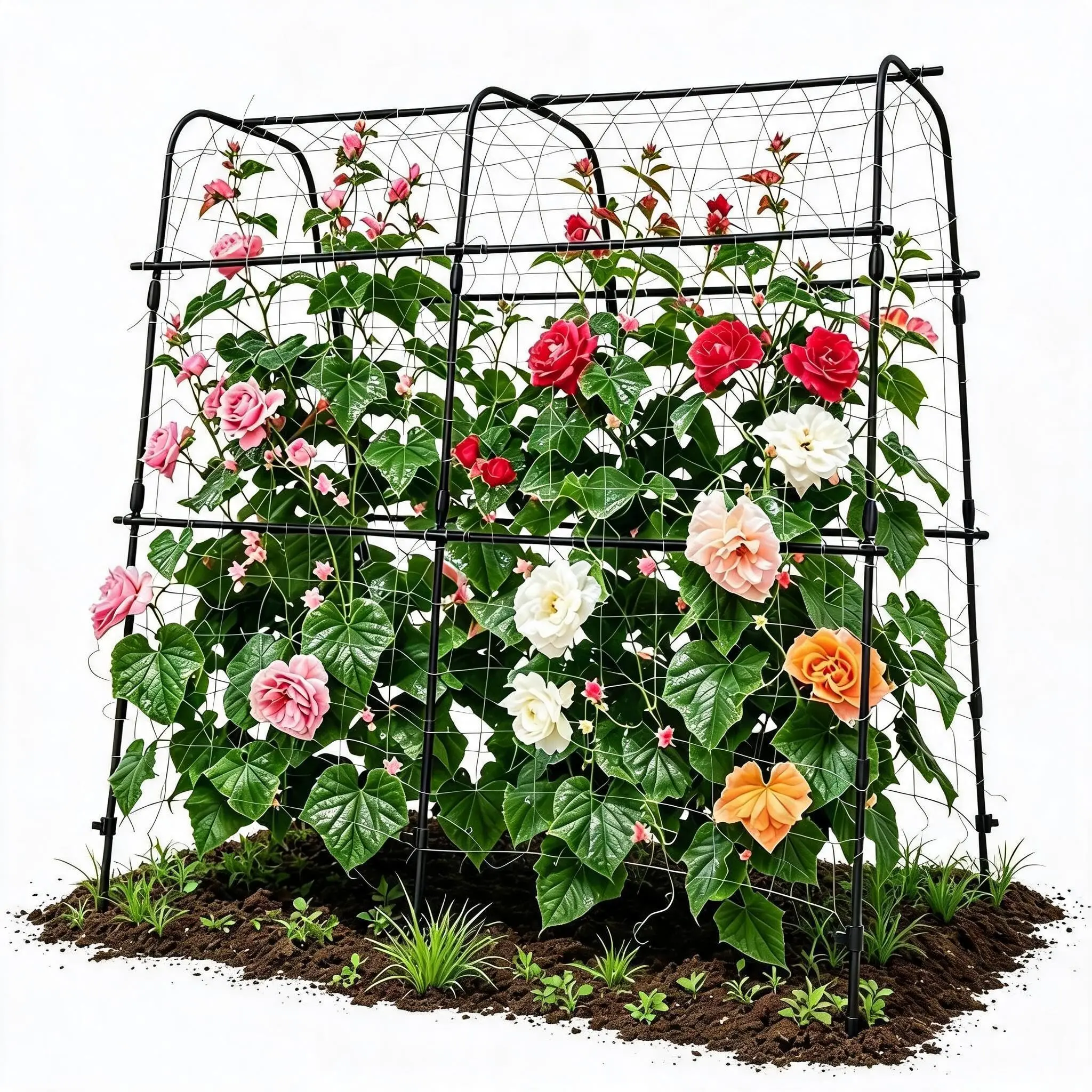 Garvee U-shaped trellis, 160 x 160 cm, polyethylene-coated metal, support for trellis with netting, support for climbing plants, trellis for tomatoes, roses, raised bed