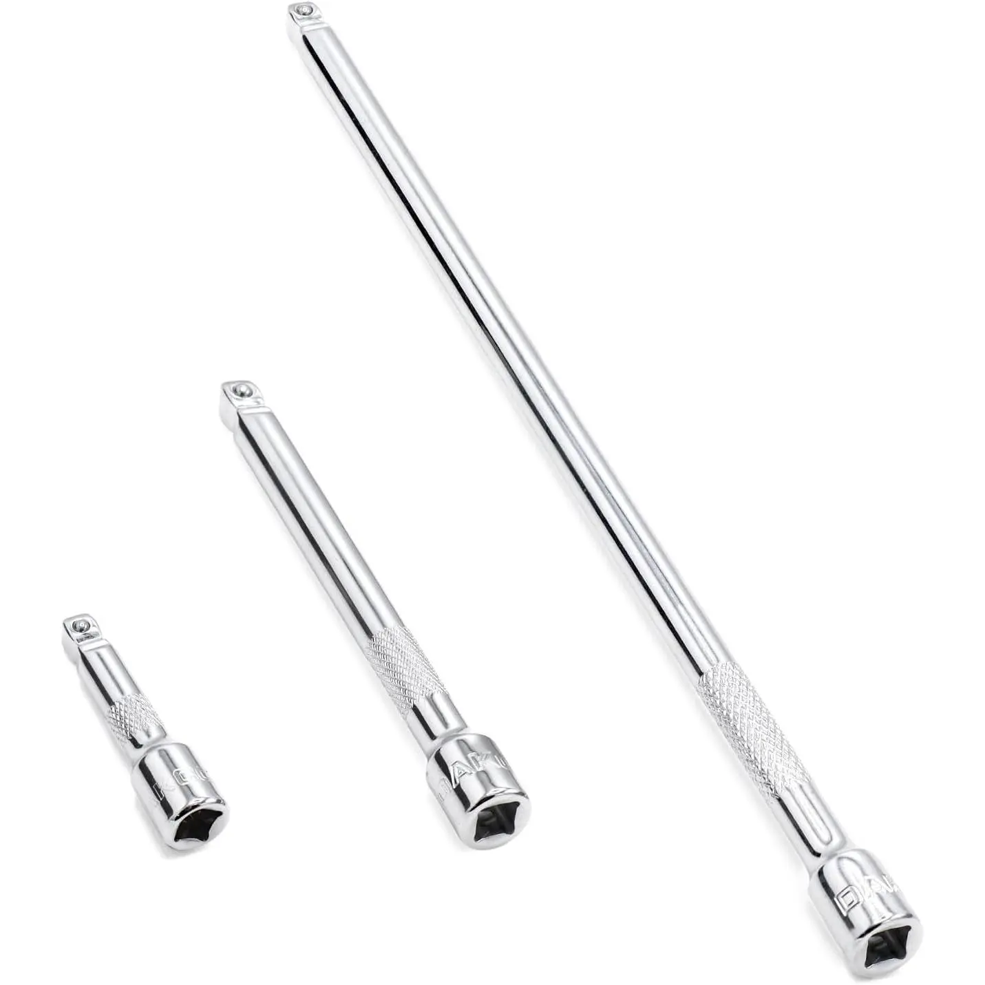 3 count 1/4 Inch Drive Wobble Extension Set Includes 2 4 9 Inch Extensions  Chrome Vanadium Steel with Mirror Finish