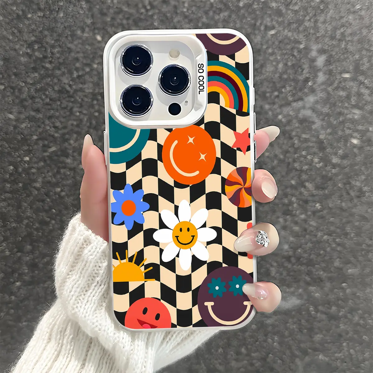 Creative Checkered Pattern Shockproof Phone Case for iPhone 7 8 X XR 11 12 13 14 15 16 17 Pro Max Plus Air 17E Protecitved Cover Affordable Trendy Unique