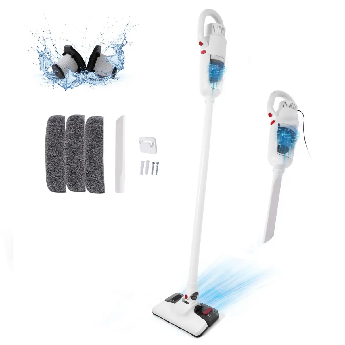 Lightweight Stick Vacuum Cleaner, Unique Vacuum and Mop Combo - 3 Dust Filters/Microfiber Pads,Corded Stick Vacuums & Electric Brooms - 400W 12Kpa Suction for Kitchen, Bedroom, Living Room On-Site