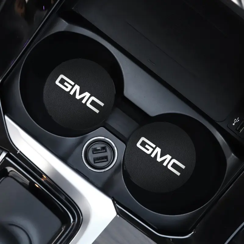 2Pcs Car coaster water anti slip pad silicone waterproof interior accessories For GMC Terrain Sierra Canyon Yukon Acadia Savana Denali AT4 Granite