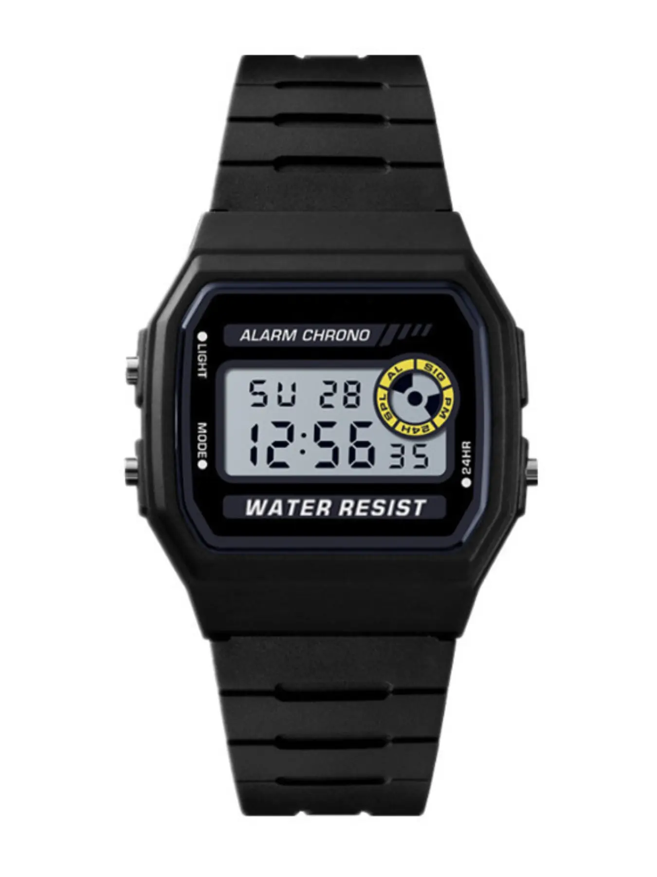Trendy Square Retro Digital Alarm Clock with Colorful Lights, Multifunctional Sports Student Electronic Watch, Fashionable Timepiece, Luminous Alarm Wristwatch, Square Watches