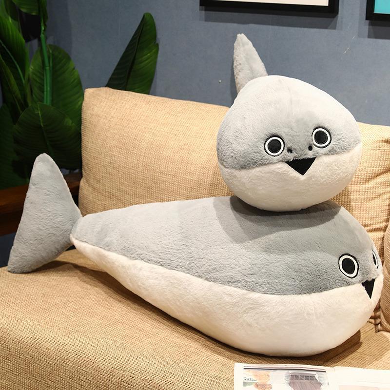 50/80/100CM Sacabambaspis Grey Lifelike Fish Doll Plush Toy Stuffed Pillow Sea Animals Toys Sofa Cushion Decor for Kids Girls