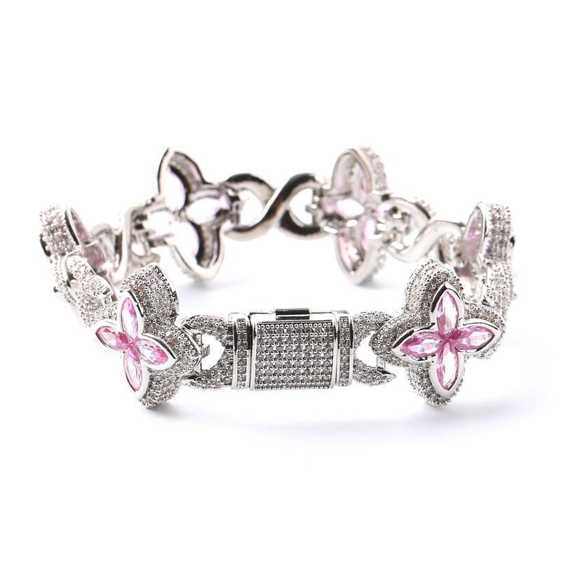 [ICE HUE]18K Gold Vacuum Plated Copper with 5A+ Sri Lanka Colorful Zircon Dopamine Infinity Four Leaf Clover Clarity Bracelet Miami Italy Mexico & Micro Inspired for Women & Men Luxury Jewelry,Daily Wear,Fashion,Gift,Chicano,Classic,Hip Hop,Sporty Style