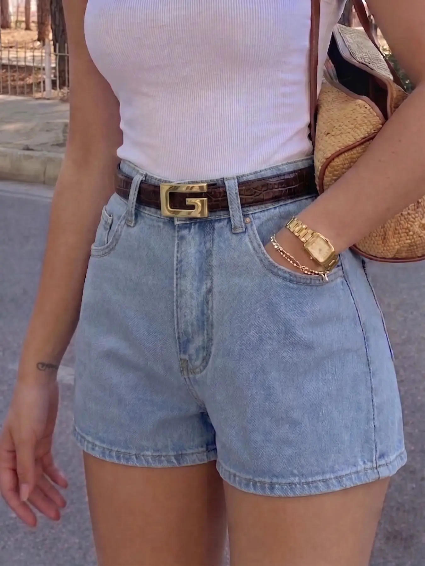 Women's Summer A-Line Casual Denim Shorties, Light Wash, Streetwear Style, Perfect for Daily Wear, Womenswear