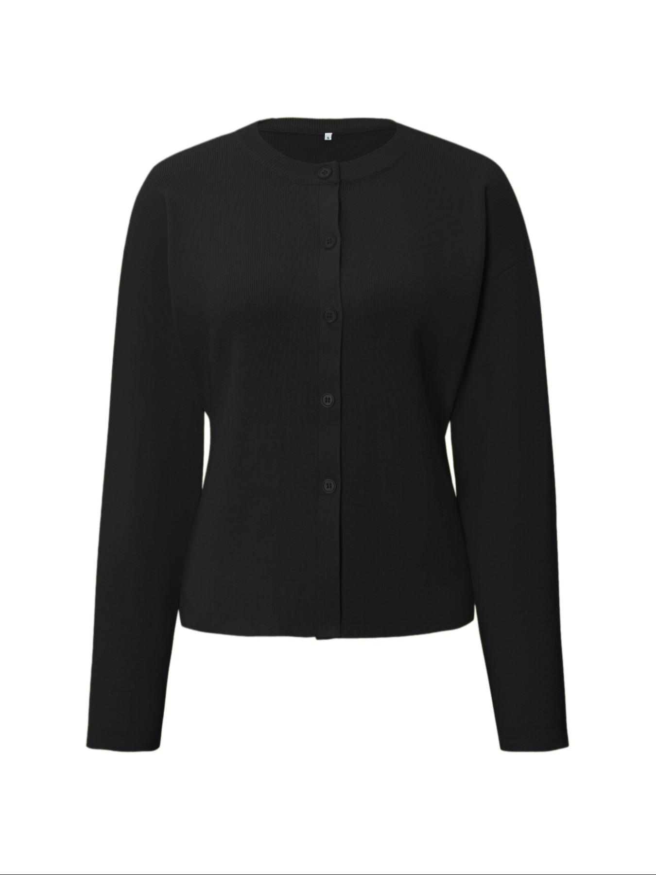 Women's Casual Basic Long Sleeve Sweater, Plain Color Knit Cardigan, Fall Season Slim-Fitting Outerwear for Daily Wear, Knitwear, Womenswear