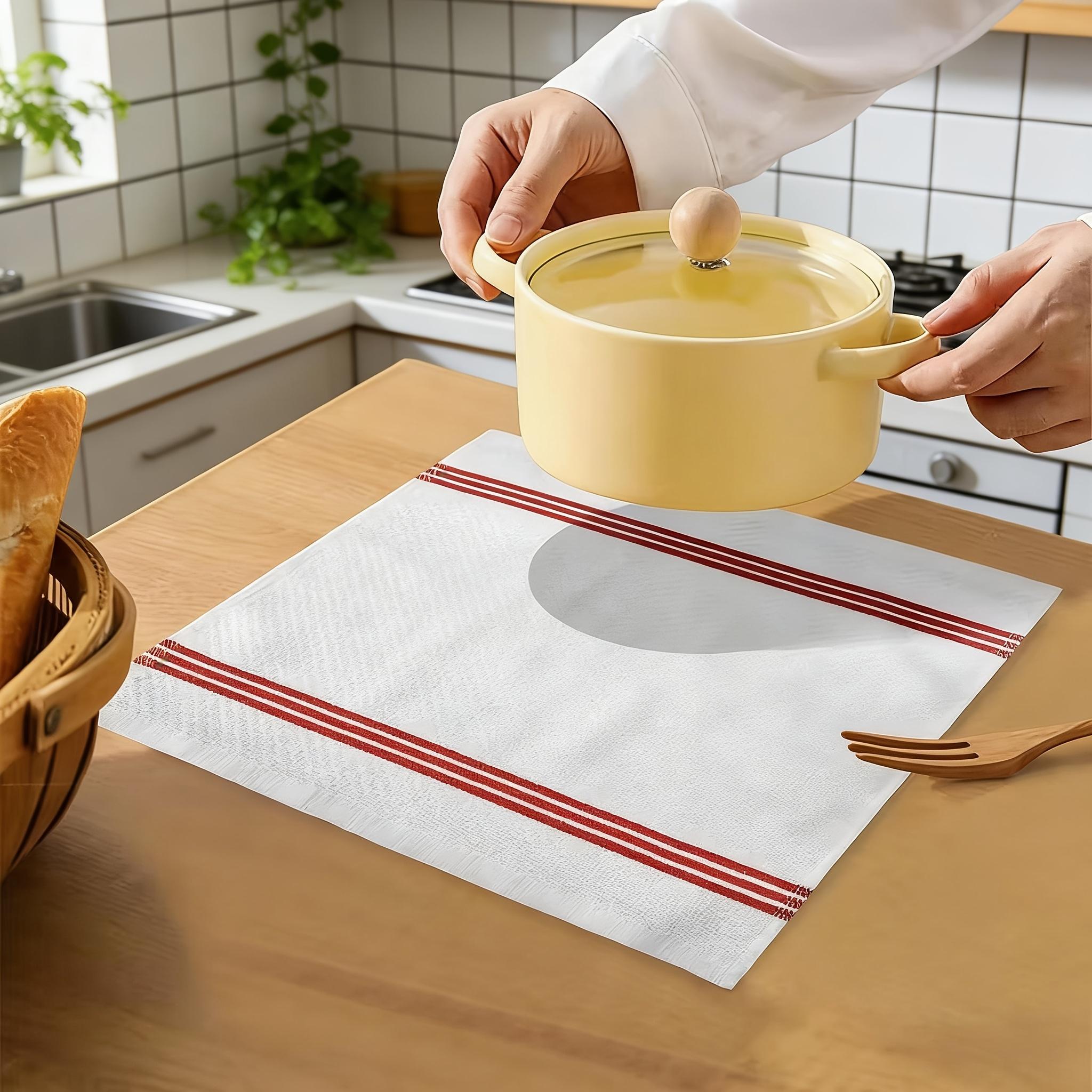 12pcs 100% Cotton Kitchen Towel Set |     6 Hand Towels (15" X 25"), 6 Wash Towels (12" X 12") - Striped Weave, Absorbent & Durable Dish Towels For Cooking, Cleaning & Drying - Perfect For Christmas & Holiday Kitchens